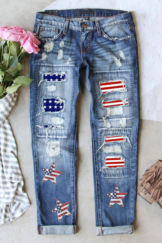Just BE. SYN US Flag Cropped Jeans