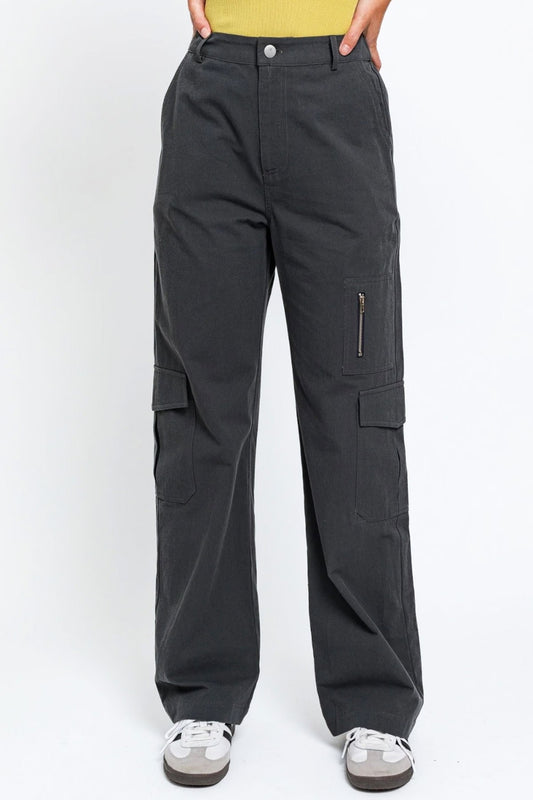 Just BE. Tasha Wide Leg Cargo Pants with Pockets
