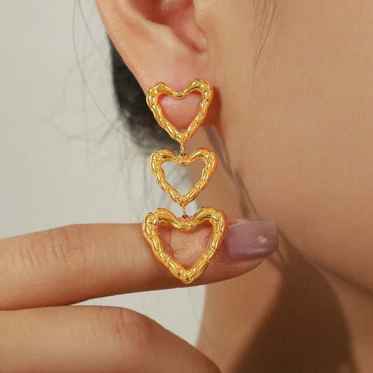 BE Long Love  Heart Earrings